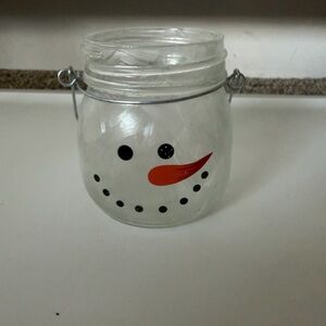 Snowman Glass Jar with Handle